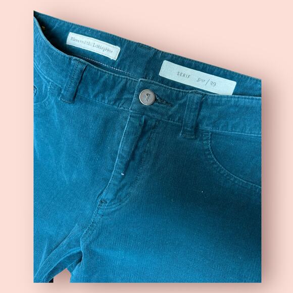 Anthropologie Pilcro Pants Corduroy Dark Teal Cotton Stretch Boho Indie Size 29 - Picture 2 of 4